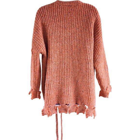 Sweet Claire Chunky Tweed Tunic Sweater M – Side Tie & Geometric Hem - Picture 6 of 10